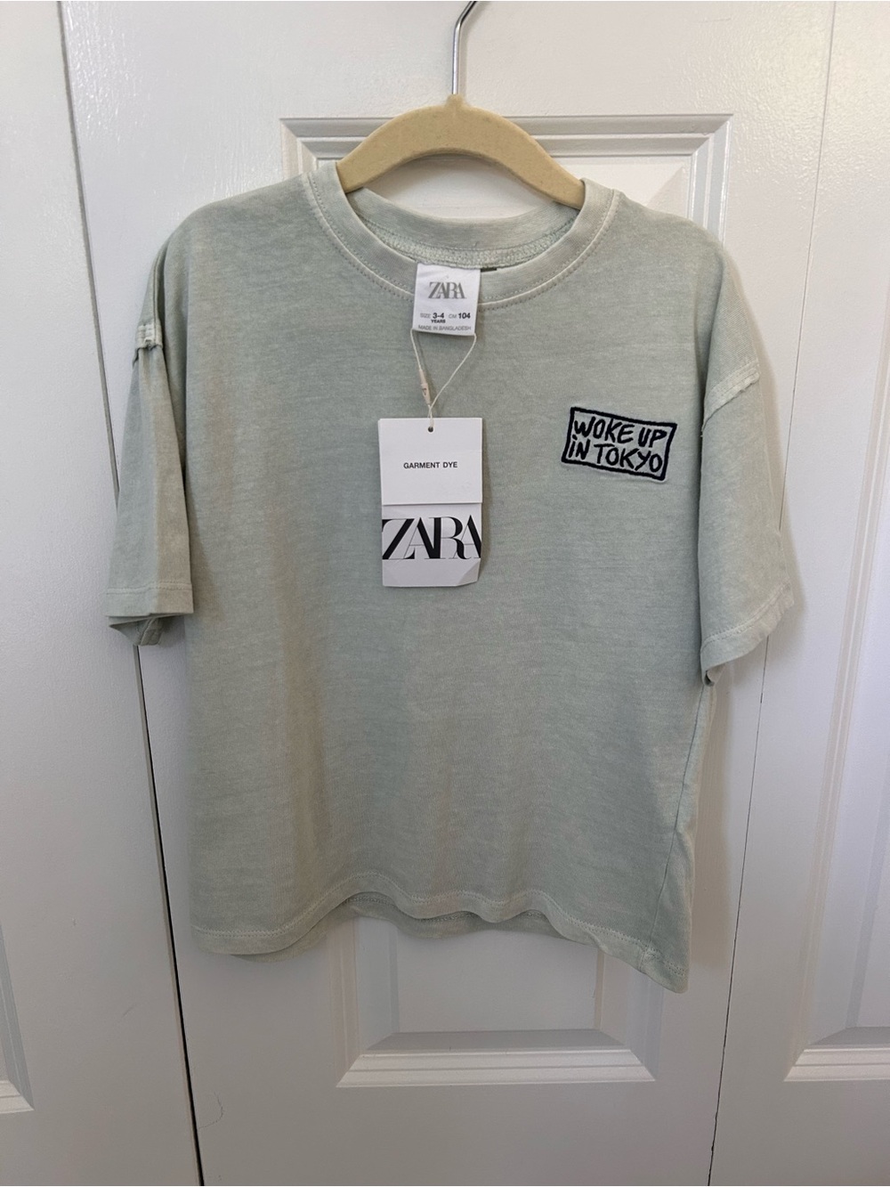 Zara boys 3-4 years light green tshirt woke up in Tokyo NWT skater